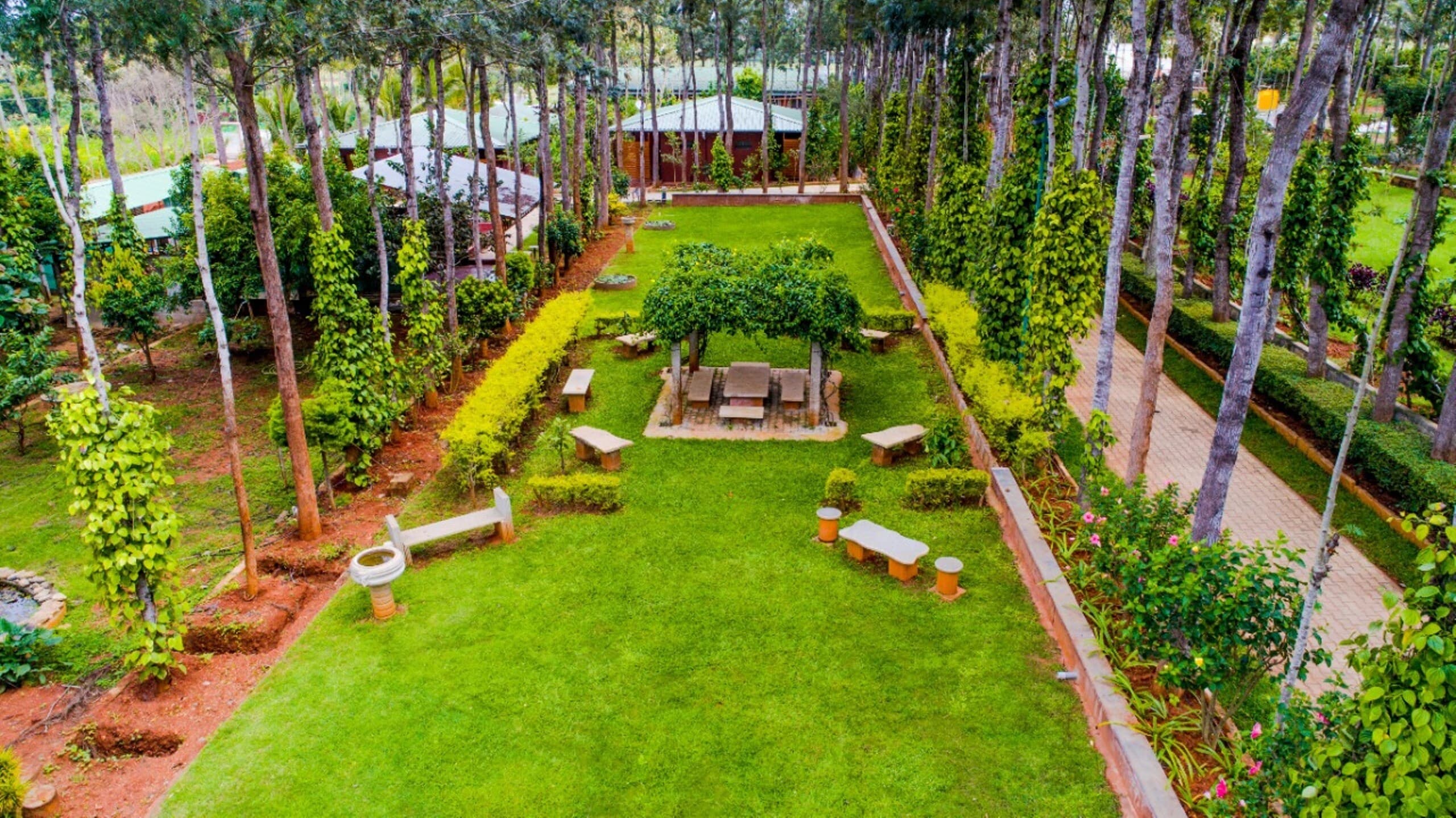 Sharmada Hidden Nest Resort — surrounded by lush greenery in Mysore